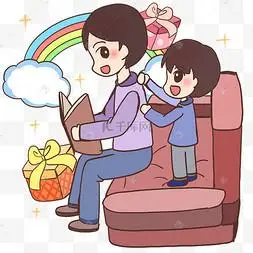 儿子帮父亲捶背卡通可爱靓仔给我捶捶背小鸡表情包手绘矢量重阳节卡通