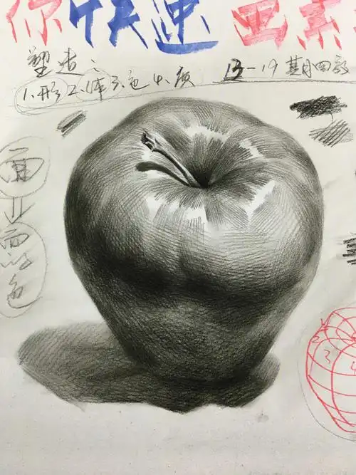 素描静物苹果完整步骤图