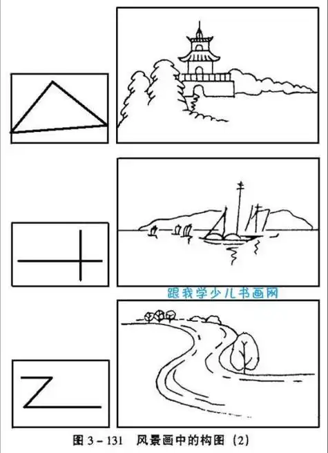 三角形风景构图简笔画