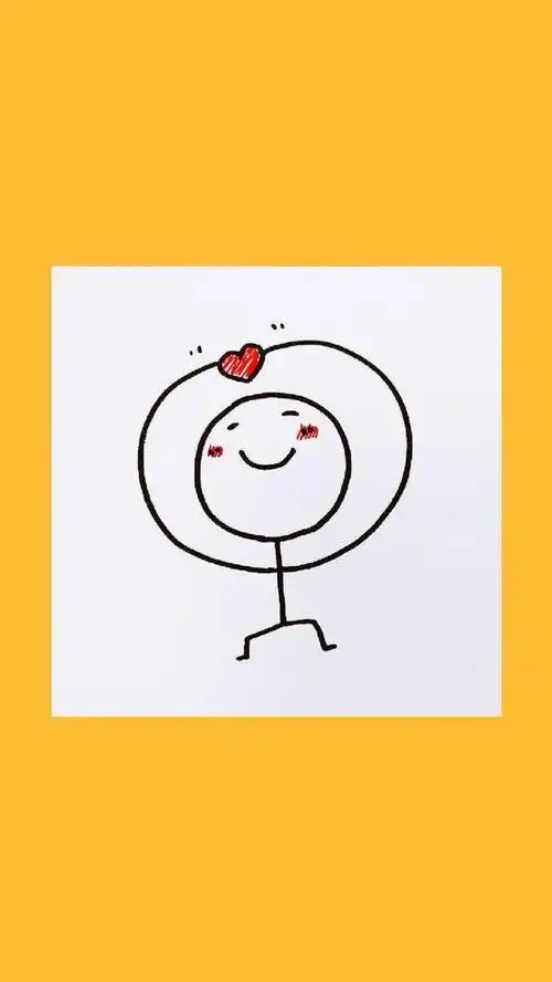 心的简笔画火柴人比心的简笔画