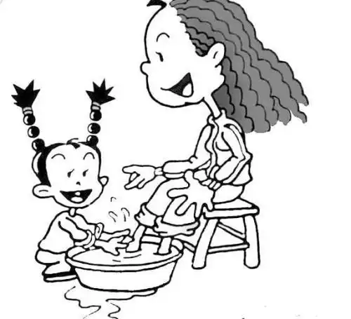宝贝给父母洗脚简笔画