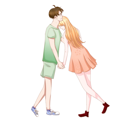 手绘七夕恩爱情侣插画图片