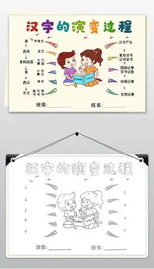 汉字演变过程思维导图汉字小报象形字手抄报电子小报