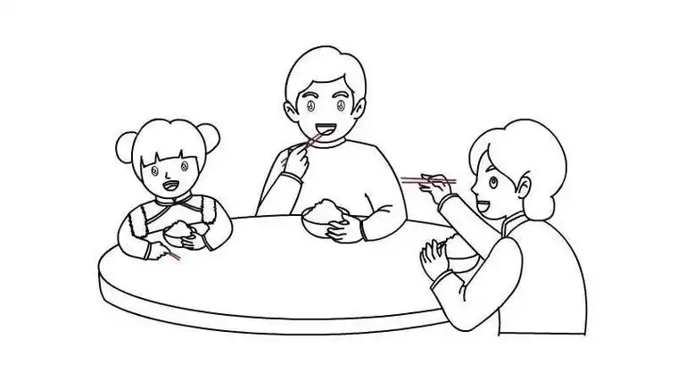 火柴棍人吃饭简笔画