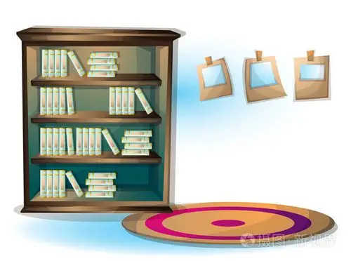卡通矢量图内部图书馆室与分层
