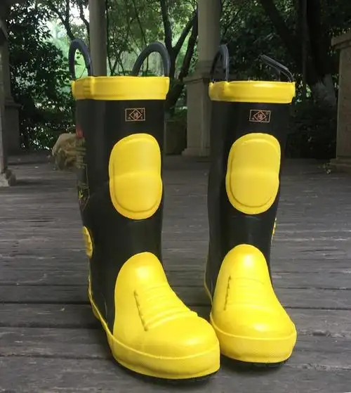 消防靴防水靴钢头钢底高筒靴消防雨鞋防砸防穿刺防护靴阻燃消防鞋黄色