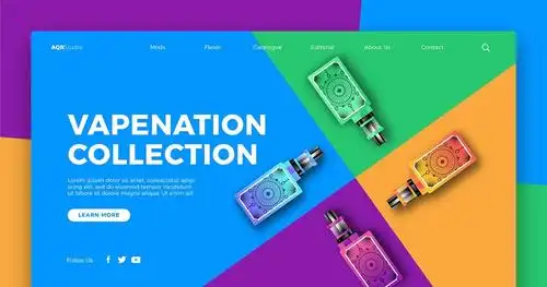 电子烟概念插画网站banner着陆页设计模板vapenationcollection–