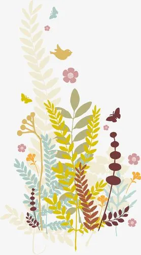 关键词 : 花卉,装饰素材,蝴蝶,小鸟,树叶,装饰花卉,手绘