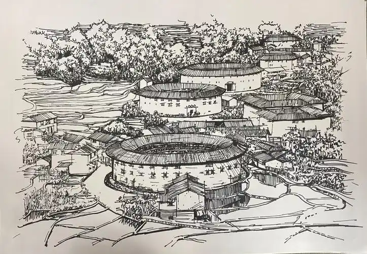 建筑速写  #钢笔速写 #代画  #钢笔建筑速写  #风景速写著名建筑速写