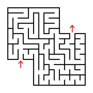 抽象正方形孤立迷宫.白色背景上的黑色颜色.