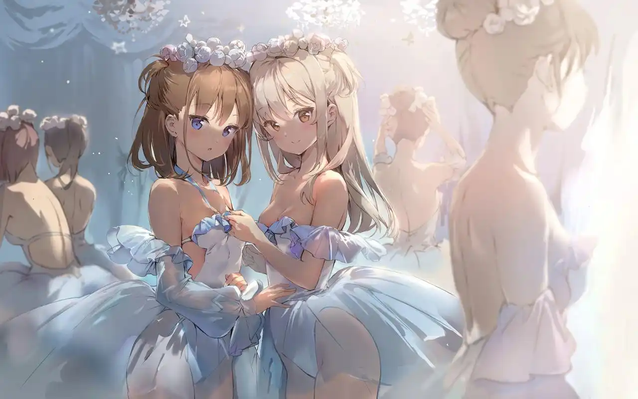 二次元甜美少女插画桌面壁纸