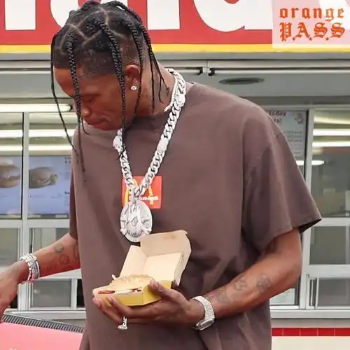 travis scott ts联名m记周边美式街头人物短袖夏季宽松情侣t恤潮 白色