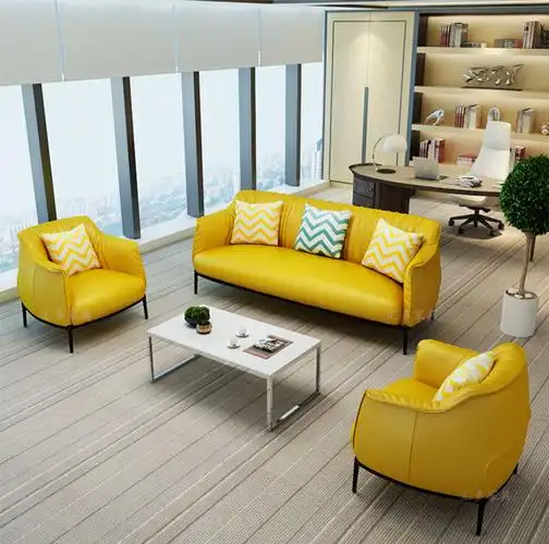 逸家伴侣办公沙发现代简约接待会客室真皮单人三人位休闲北欧沙发茶几