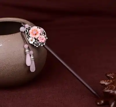 古装古代发簪头饰古风发钗盘发簪子粉色可爱公主文艺仙发插饰品