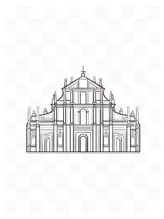 大三巴牌坊澳门旅游华南 i>景 /i> i>点 /i> i>手 /i> i>绘 /i>城市