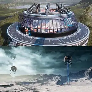 ue4影视级异形殖民基地3d模型 外星建筑发电站侦察机科幻场景9713