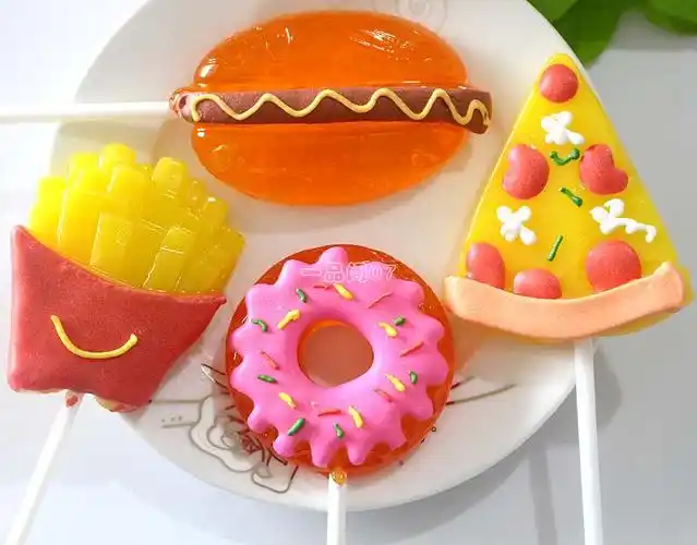 圣诞节50g汉堡薯条披萨甜甜圈棒棒糖创意食品糖果传统糖果