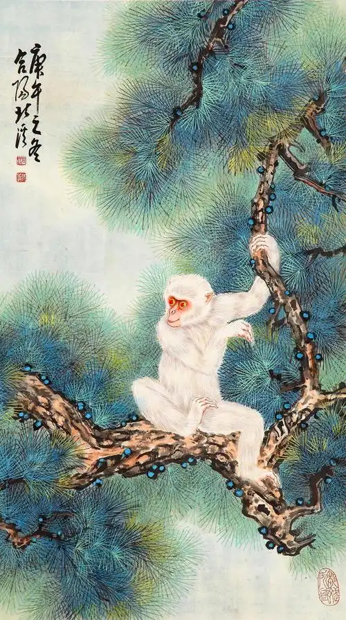 周北溪-工笔白猴作品成交价:流拍,周北溪作品拍卖成交记录,重庆华夏