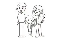 开心的一家人简笔画