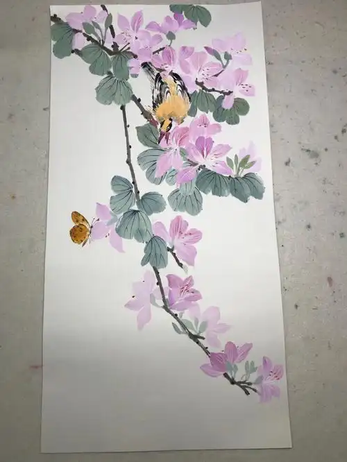 小写意浅色紫荆花全副画法步骤分享