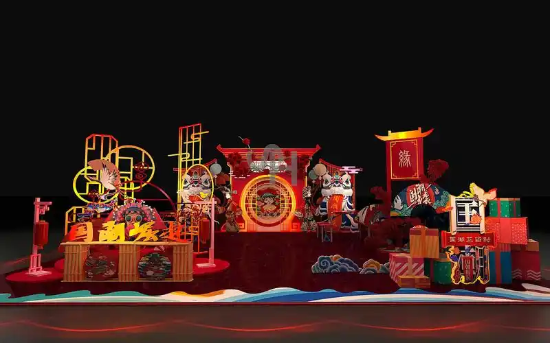 国潮中国风户外主题网红拍照区