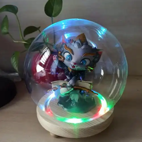 万代bandailol英雄联盟魔法猫咪q版公仔模型摆件光盾玻璃罩悠米