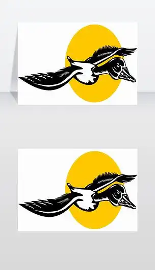 原创野鸭鹅飞行在复古风格的插图版权可商用