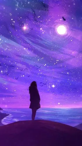 星空下孤独的女孩