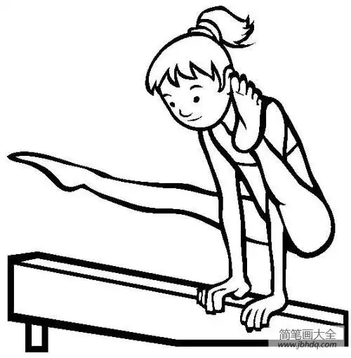 女孩扶着平衡木简笔画
