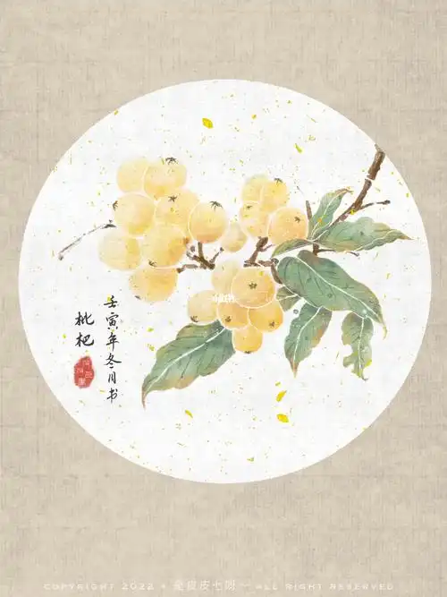 ipad仿没骨国画枇杷过程视频