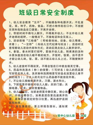 753画布海报展板喷绘素材贴纸471幼儿园管理班级日常安全制度印制