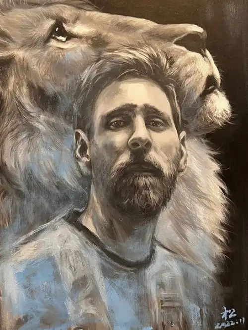 要强不息"#梅西 #画画  #手绘头像  #世界杯 #阿根廷 #足球  #小红书