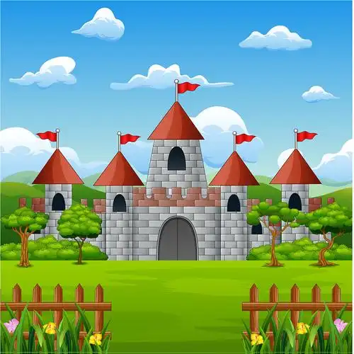 卡通的童话城堡与自然景观图片