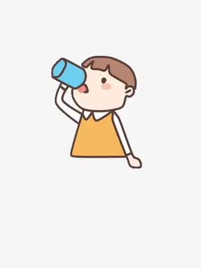 本作品全称为《卡通手绘喝水的男孩元素》,在整个配色上使用粉色作为