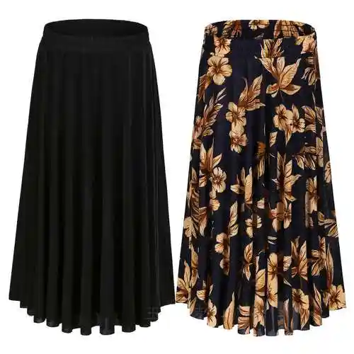 中老年跳舞裙女夏季半身裙中短裙妈妈装冰丝百褶裙老人广场舞裙子