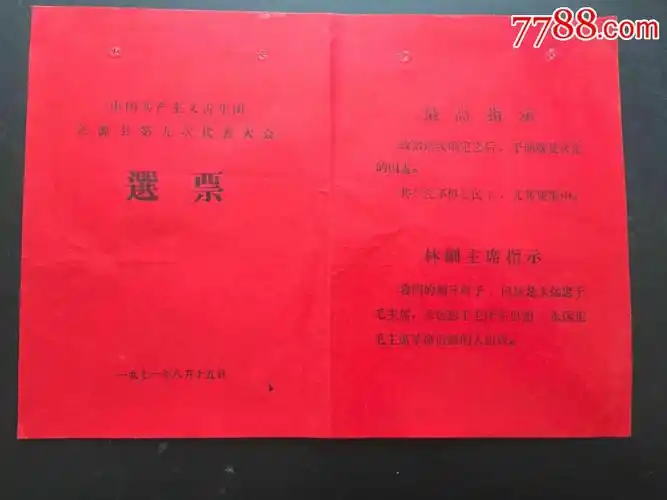 青年团沁源县第九次代表大会选票