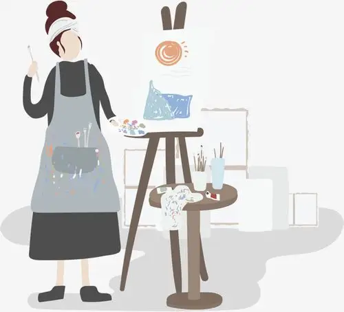 矢量png艺术家画家写生的人