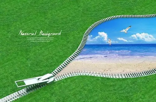 创意拉链下的风景psd素材