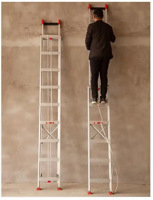 伸缩梯10米铝合金伸缩梯子工程户外单梯加厚折叠带钩抽拉梯升降6米8米