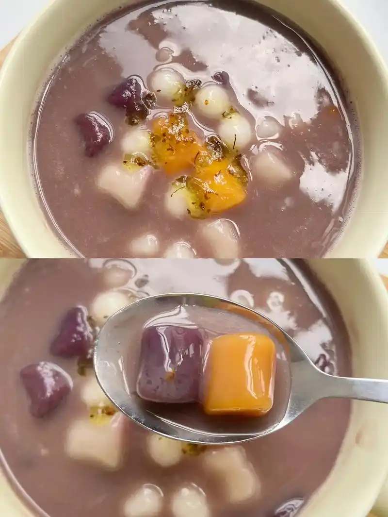 红豆沙芋圆,我就喜欢吃些糯糯唧唧的东西.女孩子要多吃点红豆, - 抖音