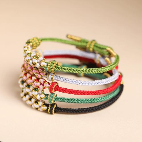 桃花手链女红绳手工编织手绳桃花结编绳可串黄金转运珠半成品diy