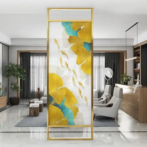 北欧铝合金屏风隔断现代简约轻奢客厅酒店办公室金属座屏