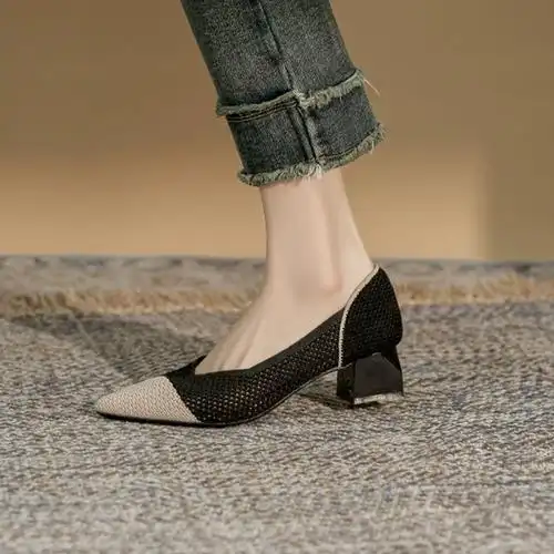 女平底鞋飞织透气一脚蹬浅口女鞋鞋女单鞋黑色灰色休闲女鞋