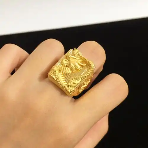 镀金首饰大龙男士戒指开口男戒组合飞龙在天手环男款金戒指一件发