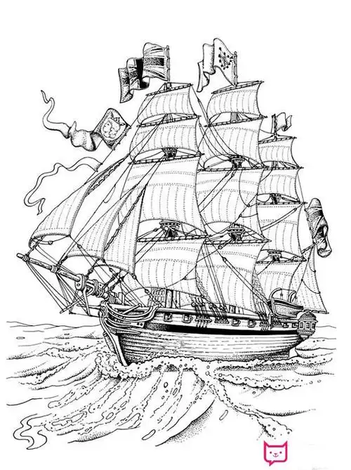 帅气的海盗船简笔画图片