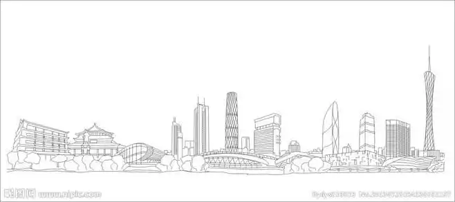 广州建筑羊城八景线条