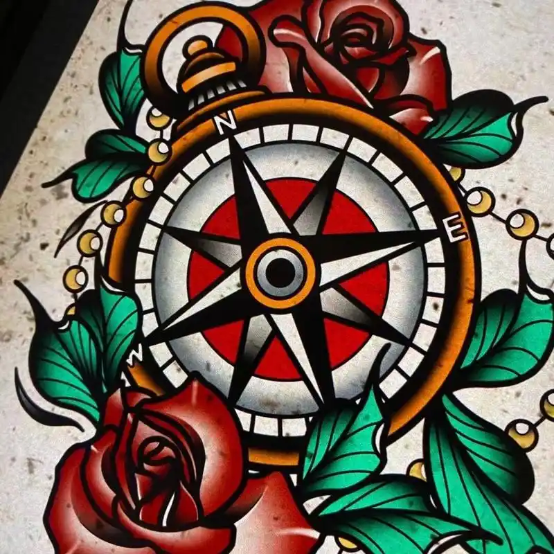 指南针 定制客稿 长春纹身师 纹身 长春纹身店 长春穿孔 纹身手稿 old