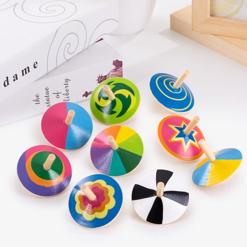 weifanjia木质陀螺玩具9个装组合手转旋转宝宝幼儿园六一儿童节礼物