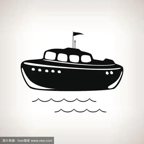 剪影船在一个灯光背景,矢量插图