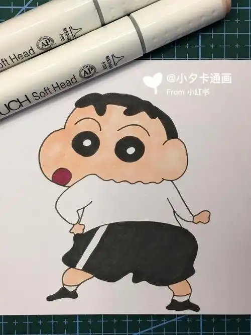 蜡笔小新简笔画附线稿过程图